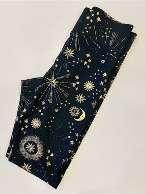 Carbon38 Cosmic constellation Leggings - Black wGold Print NWOT S